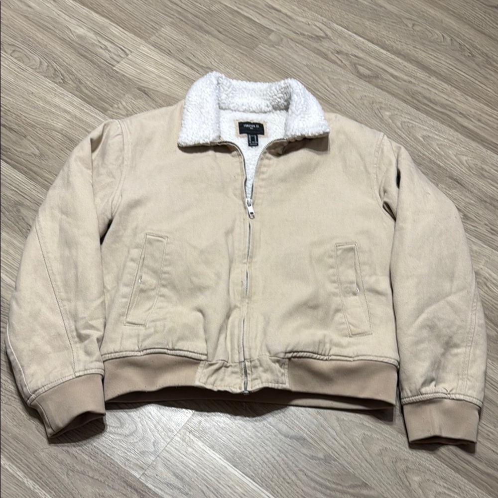 Forever 21 Tan and White Puffer Coat